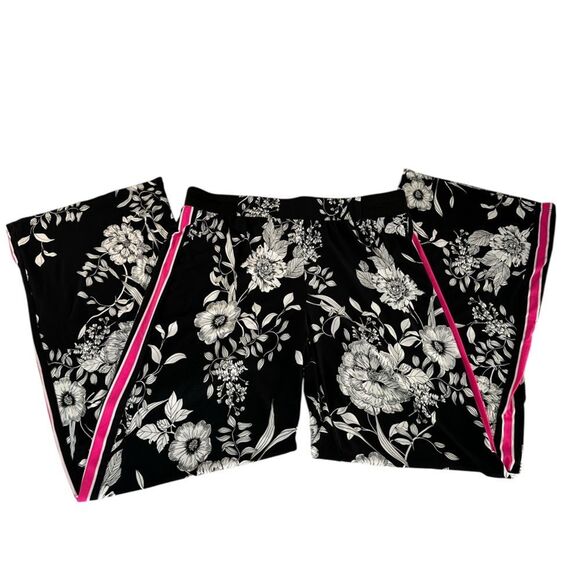 INC International Concepts Floral Black White Pink Stripe Wide-Leg Pants Size M - Picture 5 of 8